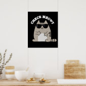Check Meowt Funny Cool Cat Pun Dark BG Poster (Keuken)