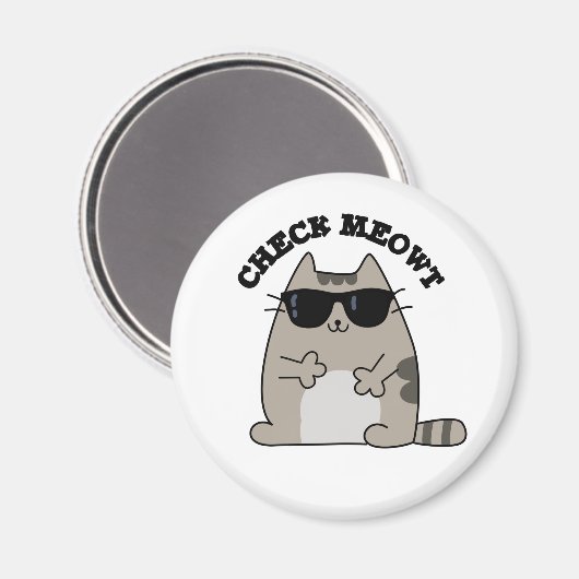 Check Meowt Funny Cool Cat Pun Magneet (Voorkant / Achterkant)