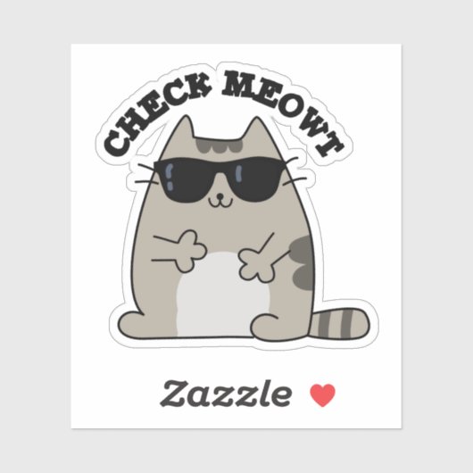 Check Meowt Funny Cool Cat Pun Sticker (Vel)