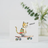 Check Meowt! Funny Cool Cat Skateboarden Briefkaar Briefkaart (Staand voorkant)