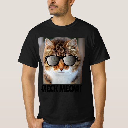 Check Meowt, Funny Mannen Cat T-shirt (Voorkant)