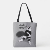Check Meowt! Grappige kat Sploot zwart-wit kat Tote Bag (Achterkant)