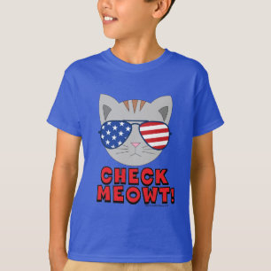 CHECK MEOWT! Kat Met Amerikaanse Zonnebril Grappig T-shirt