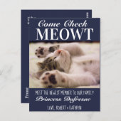 "Check Meowt" - Nieuw kat koninklijk blauw Briefkaart (Voorkant / Achterkant)