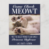 "Check Meowt" - Nieuw kat koninklijk blauw Briefkaart (Voorkant)