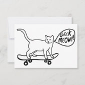 Check Meowt Punny Skateboarding Cat Black Kaart (Voorkant)