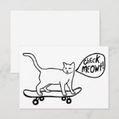 Check Meowt Punny Skateboarding Cat Black Kaart (Voorkant / Achterkant)
