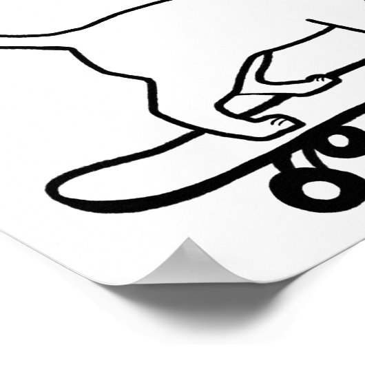 Check Meowt Punny Skateboarding Cat Black White Poster (Hoek)