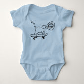 Check Meowt Punny Skateboarding Cat Romper (Voorkant)