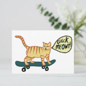 Check Meowt Punny Skateboarding Tabby Cat Card (Staand voorkant)