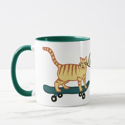 Check Meowt Punny Skateboarding Tabby Cat Mok (Links)