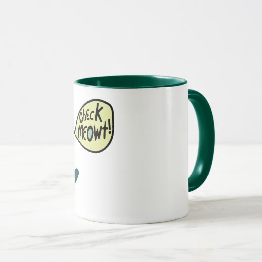 Check Meowt Punny Skateboarding Tabby Cat Mok (Voorkant rechts)