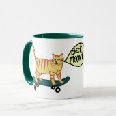 Check Meowt Punny Skateboarding Tabby Cat Mok (Voorkant links)