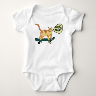 Check Meowt Punny Skateboarding Tabby Cat Romper
