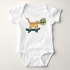 Check Meowt Punny Skateboarding Tabby Cat Romper