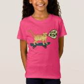 Check Meowt Punny Skateboarding Tabby Cat T-shirt (Voorkant)