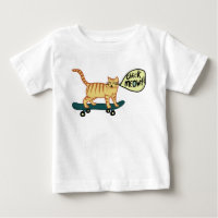 Check Meowt Punny Skateboarding Tabby Cat T-Shirt
