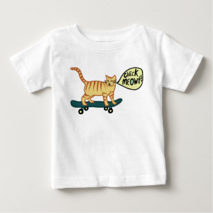 Check Meowt Punny Skateboarding Tabby Cat T-Shirt