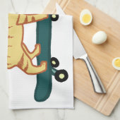 Check Meowt Punny Skateboarding Tabby Cat Theedoek (Quarter Fold)