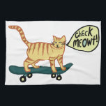 Check Meowt Punny Skateboarding Tabby Cat Theedoek<br><div class="desc">CONTROLEER MEOWT! Decoreer je keuken met deze grappige handdoek. Maakt een geweldig huishouden of verjaardagscadeau voor dat kattenliefje in je leven! Of de skateboarder. Bekijk mijn winkel voor meer overeenkomende spullen zoals mokken en stickers!</div>