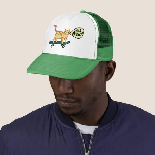 Check Meowt Punny Skateboarding Tabby Cat Trucker Pet (In situ)