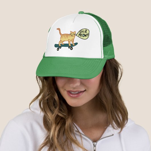Check Meowt Punny Skateboarding Tabby Cat Trucker Pet (In situ)