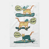 Check Meowt. Skateboard Surf Snowboard Tabblad Cat Theedoek (Verticaal)
