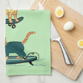 Check Meowt. Skateboard Surf Snowboard Tabblad Cat Theedoek (Quarter Fold)