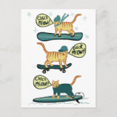 Check Meowt. Skateboard Surfer Snowboard Tabblad C Briefkaart (Voorkant)