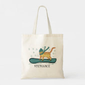 Check Meowt! Sneeuwboard Tabby Kat PERSONALISEER H Tote Bag (Achterkant)