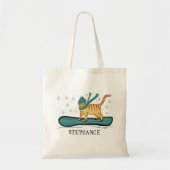 Check Meowt! Sneeuwboard Tabby Kat PERSONALISEER H Tote Bag (Voorkant)