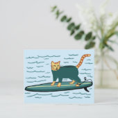 Check Meowt. Surfer Tabby Cat AANPASSEN IT Briefkaart (Staand voorkant)