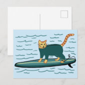 Check Meowt. Surfer Tabby Cat AANPASSEN IT Briefkaart (Voorkant / Achterkant)