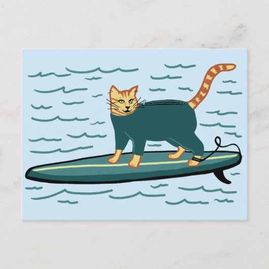 Check Meowt. Surfer Tabby Cat AANPASSEN IT Briefkaart (Voorkant)