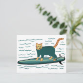 Check Meowt. Surfer Tabby Cat AANPASSEN IT Briefkaart (Staand voorkant)