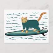 Check Meowt. Surfer Tabby Cat AANPASSEN IT Briefkaart (Voorkant)