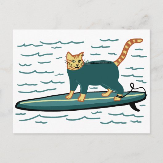 Check Meowt. Surfer Tabby Cat AANPASSEN IT Briefkaart (Voorkant)
