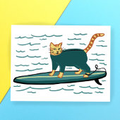 Check Meowt. Surfer Tabby Cat AANPASSEN IT Briefkaart