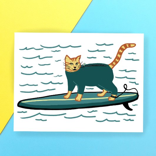 Check Meowt. Surfer Tabby Cat AANPASSEN IT Briefkaart