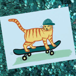 Check Meowt. Tabblad 'Skateboarden' Kat AANPASSEN  Briefkaart