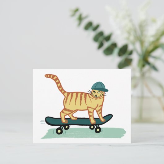 Check Meowt. Tabblad 'Skateboarden' Kat AANPASSEN  Briefkaart (Staand voorkant)