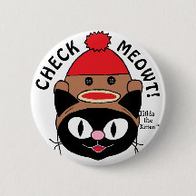 CHECK MEOWT! Zwarte Cartoon Kat met Sock Monkey Ho