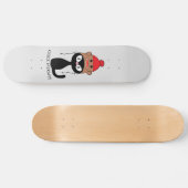 Check Meowt Zwarte Kat Met Sock Monkey Hoed Persoonlijk Skateboard (Horizontaal)