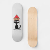 Check Meowt Zwarte Kat Met Sock Monkey Hoed Persoonlijk Skateboard (Voorkant)