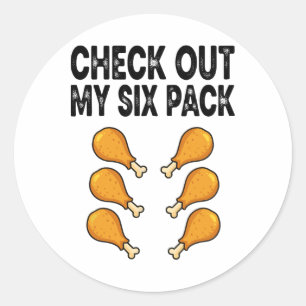 Check Out Mijn Kippenpoot Six Pack  Ronde Sticker