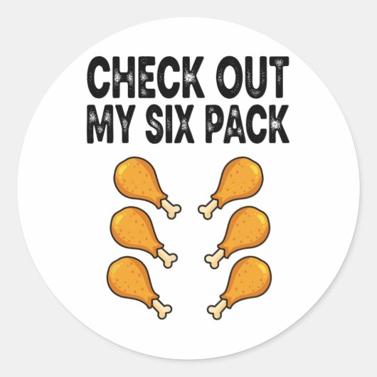 Check Out Mijn Kippenpoot Six Pack  Ronde Sticker (Voorkant)