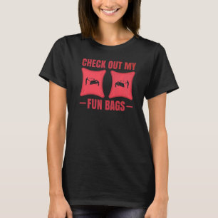 Check Out My Funbags Dames Zak Cornhole T-shirt