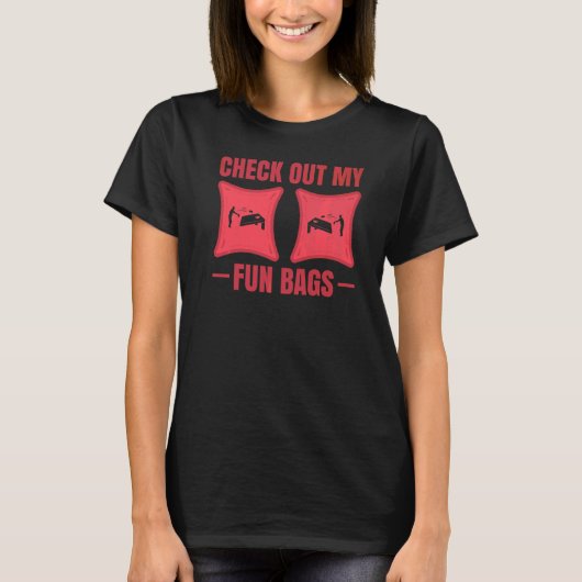 Check Out My Funbags Dames Zak Cornhole T-shirt (Voorkant)