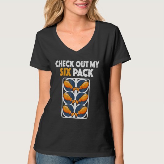 Check Out My Six Pack Fried Chicken Gepaneerde Ki T-shirt (Voorkant)