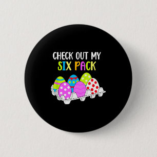 Check Out My Six Pack Funny Easter Egg Abs Workout Ronde Button 5,7 Cm